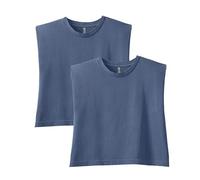 American Apparel Women's Heavyweight Cotton, Boxy, Cropped, and Garment Dyed Muscle T-Shirt, Style G307GD, 2-Pack, Faded Navy (2-Pack), M