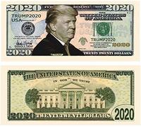 American Art Classics Donald Trump 2020 Re-Election - Pack of 5 - Presidential Dollar Bill - Limited Edition Novelty Dollar Bill. Full Color Front & Back Printing with Great Detail.