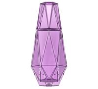 American Atelier Modern Geometric Bedside Carafe & Tumbler, 2-Piece Set - Glass Carafe with Cup Lid, Elegant Pitcher & Matching Drinking Tumbler, Office in Purple (37oz)
