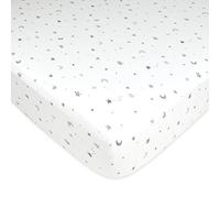 American Baby Company Fitted Crib Sheet, 100% Cotton, Grey Stars and Moon, 1 Count (Pack of 1)