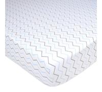 American Baby Company Fitted Crib Sheet 28" x 52", Soft Breathable Neutral 100% Cotton Jersey Sheet, Blue Zigzag, for Boys and Girls, Fits Crib and Toddler Bed mattresses