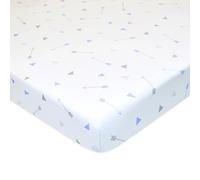 American Baby Company 100% Natural Cotton Fitted Pack and Play Sheet 39" x 27" - Soft & Breathable Pack N Play Sheet for Playpen, Playard & Mini Crib Mattress, Silver Blue Arrow, for Boys & Girls