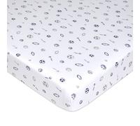 American Baby Company 100% Natural Cotton Fitted Pack and Play Sheet 39" x 27" - Soft & Breathable Pack N Play Sheet for Playpen, Playard & Mini Crib Mattress, Navy/Grey Sports, for Boys & Girls