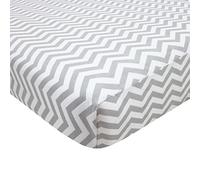 American Baby Company 100% Natural Cotton Percale Fitted Portable/Mini Crib Sheet, Grey Zigzag, Soft Breathable, for Boys and Girls, Zigzag Grey
