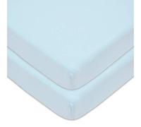 American Baby Company 2 Pack Fitted Mini Crib Sheet 24" x 38", Soft Breathable Neutral 100% Cotton Jersey Portable Sheet, Blue, for Boys and Girls, Fits Most Pack N Play Mattresses