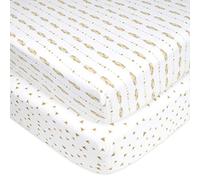 American Baby Company 2 Pack Fitted Crib Sheets 28" x 52", Soft Breathable Neutral 100% Cotton Jersey Sheet, Taupe Feathers and Triangles, for Boys and Girls, Fits Crib and Toddler Bed mattresses
