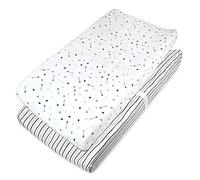 American Baby Company 2 Pack Printed 100% Natural Cotton Jersey Knit Fitted Contoured Changing Table Pad Cover, Travel Lite Mattress, Silver Black Arrow/Stripe, Soft Breathable, Boys and Girls