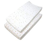 American Baby Company 2 Pack Printed 100% Natural Cotton Jersey Knit Fitted Contoured Changing Table Pad Cover, Sparkle Gold/Pink Feathers/Arrows, Soft Breathable, Girls