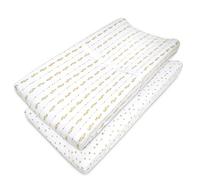American Baby Company 2 Pack Printed 100% Natural Cotton Jersey Knit Fitted Contoured Changing Table Pad Cover, Taupe Feathers and Triangles, Soft Breathable, Boys and Girls