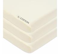 American Baby Company 3 Pack Fitted Mini Crib Sheet 24" x 38", Soft Breathable Neutral 100% Cotton Jersey Portable Sheet, Cream, for Boys and Girls, Fits Most Pack N Play Mattresses