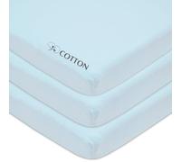 American Baby Company 3 Pack Fitted Mini Crib Sheet 24" x 38", Soft Breathable Neutral 100% Cotton Jersey Portable Sheet, Blue, for Boys and Girls, Fits Most Pack N Play Mattresses