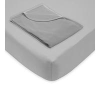 American Baby Company Preschool Bundle Set, a 24" x 48" x 4" Daycare/Preschool Mat Sheet and a 36" x 48" Toddler Blanket, Gray, for Boys and Girls