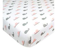 American Baby Company Printed 100% Cotton Jersey Knit Fitted Crib Sheet for Standard Crib & Toddler Mattresses, Pink Whale, for Girls, Pack of 1
