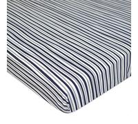 American Baby Company Printed 100% Cotton Jersey Knit Fitted Portable/Mini-Crib Sheet, Navy/Grey Funny Stripes, Soft Breathable, for Boys