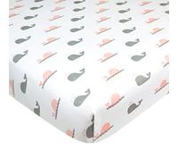 American Baby Company Printed 100% Natural Cotton Value Jersey Knit Fitted Pack N Play Playard Sheet, Pink Whale, Soft Breathable, for Girls, 27 X39 (Pack of 1)
