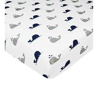 American Baby Company Printed 100% Natural Cotton Value Jersey Knit Fitted Pack N Play Playard Sheet, Navy Whale, Soft Breathable, for Boys and Girls