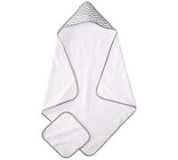 American Baby Company Terry Hooded Towel Set, White/Grey Zig Zag