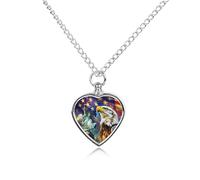 American Bald Ea-gle Statue of Liberty Flag Custom Cremation Jewelry Urn Necklace for Dog Pet Ashes Heart Memorial Pendant