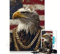 American Bald Eagle 1000 Piece Jigsaw Puzzles Memory Train Fun Smooth Burr Free Surface Entertaining Challenge for Spare Time (38x26cm)