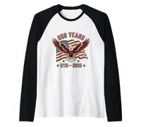 American Bald Eagle 1776-2026 250th Anniversary USA Flag Raglan Baseball Tee