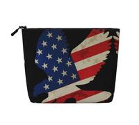 American Bald Eagle and Flag Print Makeup Bag, Toiletry Organizer,One Pack for Multiple Daily Uses, Business Trip Companion