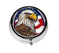 American Bald Eagle Bald Eagle Print Round Mini Medicine Storage Box Round Mini Pill Box,Portable Pill Box 3 Compartment