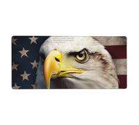 American Bald Eagle Desk Mat 16 X 35.5 in, Large Gaming Mouse Pad Extended XXL Mouse Mat with Stitched Edges Non-Slip Long Desk Pad Protector, Waterproof Desktop Computer Keyboard Mat