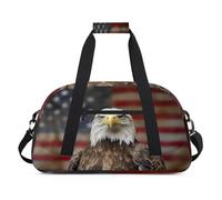American Bald Eagle Flag Duffel Bags for Women Men Kids Girls Boys Overnight Weekender Travel Bag 24L Sport Gym Duffel Bag Practice Tote Carry Bag