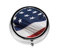 American Bald Eagle Flag Print Round Mini Medicine Storage Box Round Mini Pill Box,Portable Pill Box 3 Compartment