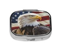 American Bald Eagle Pattern Pill Case Pill Box Travel Pill Organizer Small Square Medicine Box for Purse & Pocket Gifts