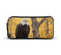 American Bald Eagle Pencil Case - Large Aesthetic Makeup Bag Multi-Purpose Pencil Pouch Cute Cosmetic Bag with Zipper Closure for Office, Home, Study & Travel