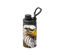 American Bald Eagle Print 12 Oz Insulated Double Walled Stainless Steel Metal Water Bottle for Cold Hot Drink