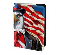 American Bald Eagle Print 5.5 Inch Passport For Men And Women Lightweight Stylish Travel Document Wallet, Black, One Size