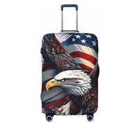 American Bald Eagle Print Fashionable Suitcase Cover Personalized Luggage Protector for Travel and Business, Black, M