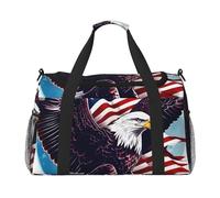 American Bald Eagle Print Gym bag Large Capacity Hand Carry Bag Foldable Carry On Tote for Outdoor Activities