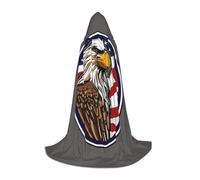 American Bald Eagle Print Hooded Cloak Teens Kids Adults Halloween Gothic Variety Carnival Cosplay Costume
