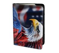 American Bald Eagle print Leather Card Case Travel Accessories Passport Holder Cover Wallet for Women Men, Black, One Size