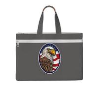 American Bald Eagle Print Lightweight Foldable Canvas Tote File Bag For Documents Office Supplies Work Travel