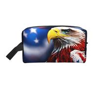 American Bald Eagle Print Portable Travel Toiletry Storage Bag Large Capacity 600D Polyester Cosmetic Storage Bag