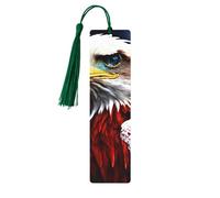 American Bald Eagle Print Wooden Bookmark Women Men Tassel Book Marks Bookmarks for Book Lovers Reading Accessories