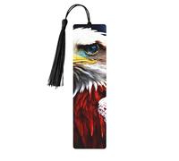 American Bald Eagle Print Wooden Bookmark Women Men Tassel Book Marks Bookmarks for Book Lovers Reading Accessories
