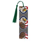 American Bald Eagle Print Wooden Bookmark Women Men Tassel Book Marks Bookmarks for Book Lovers Reading Accessories