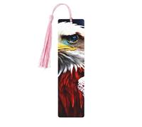 American Bald Eagle Print Wooden Bookmark Women Men Tassel Book Marks Bookmarks for Book Lovers Reading Accessories