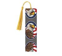 American Bald Eagle Print Wooden Bookmark Women Men Tassel Book Marks Bookmarks for Book Lovers Reading Accessories