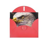 American Bald Eagle Prints Pearl Paper Horizontal Festival Greeting Card for Birthday Cards and All Occasions, Red