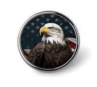 American Bald Eagle Sitting on Flag Ribbon Lapel Pin Exquisite Fashion Brooches Personalized Button Badge Novelty Unique Cute Button Pins Round Badge Pin Metal Brooch Pins for Backpack Bags Jacket