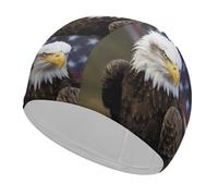 American Bald Eagle Swim Cap for Women & Men - Comfortable Non-Slip Long Hair Swimming Hat, Waterproof Bathing Cap