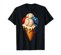 American Baseball Drip Patriotic for Boys Ball and Bat Youth T-Shirt