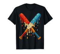 American Baseball Drip Patriotic for Boys Ball and Bat Youth T-Shirt