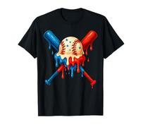 American Baseball Drip Patriotic for Boys Ball and Bat Youth T-Shirt